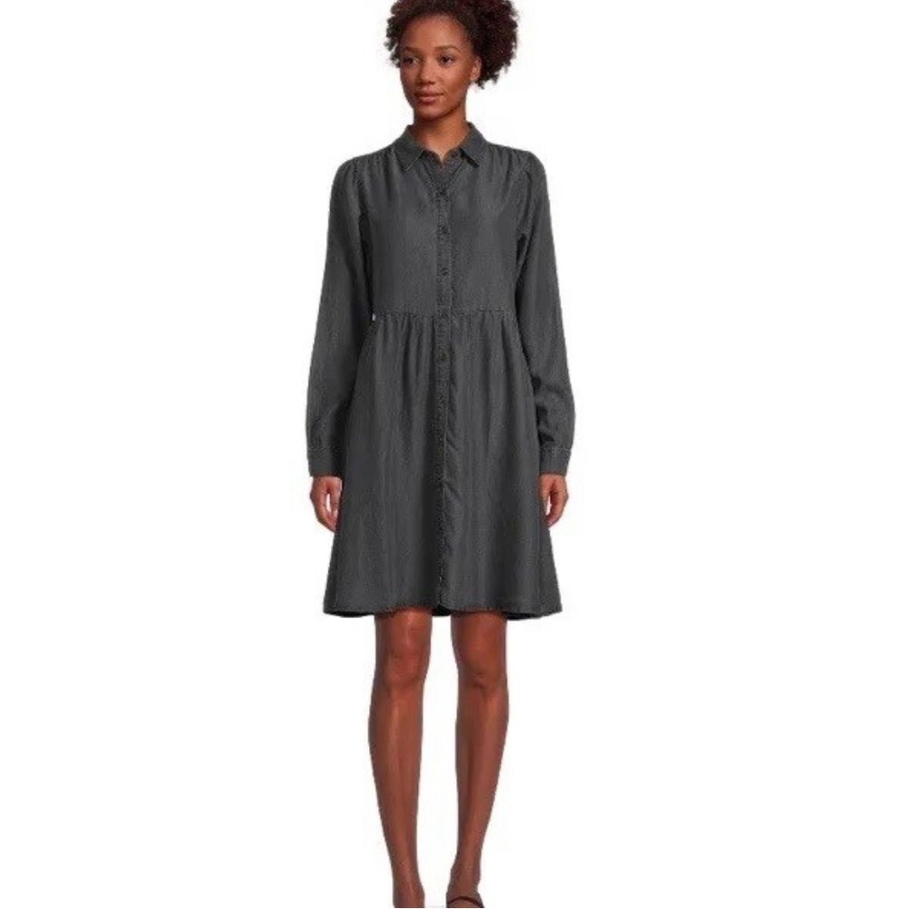 Time and Tru Charcoal Button Down Shirt Dress